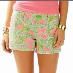 Lilly Pulitzer Vibrant Pink and Green Paisley Shorts